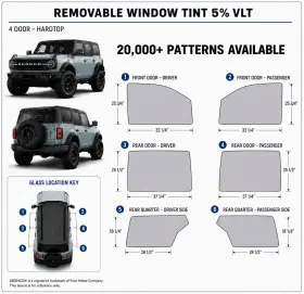 200001119 East Coast Reproductions Pre-cut Luxury Removable 8 Mil Automotive Window Tint 5% Vlt