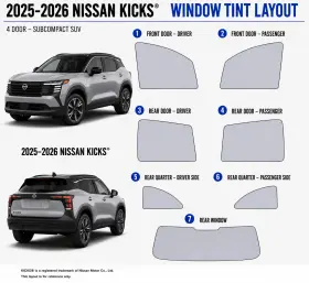 East Coast Reproductions 400004449 2025 - 2026 Nissan Kicks Luxury 2hd Optical 5% Or 15% Nano Ceramic Window Tint