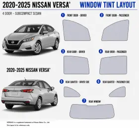 East Coast Reproductions 400004450 2020 - 2025 Nissan Versa Luxury 2hd Optical 5% Or 15% Nano Ceramic Window Tint