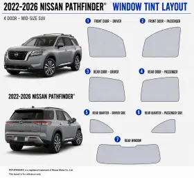East Coast Reproductions 400004453 2022 - 2026 Nissan Pathfinder 2hd Optical 5% Or 15% Nano Ceramic Window Tint