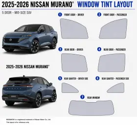 400004454 East Coast Reproductions 2025 - 2026 Nissan Murano 2hd Optical 5% Or 15% Nano Ceramic Window Tint
