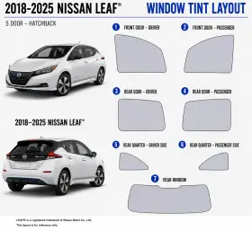 400004455 East Coast Reproductions 2018 - 2025 Nissan Leaf Luxury 2hd Optical 5% Or 15% Nano Ceramic Window Tint
