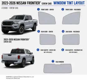 400004456 East Coast Reproductions 2023 - 2026 Nissan Frontier Crew 2hd Optical 5% Or 15% Nano Ceramic Window Tint