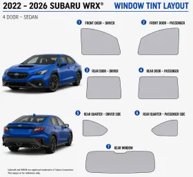 400004460 East Coast Reproductions 2022 - 2026 Subaru Wrx Luxury 2hd Optical 5% Or 15% Nano Ceramic Window Tint