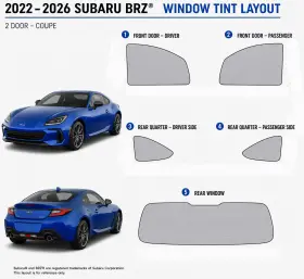 East Coast Reproductions 400004463 2022 - 2026 Subaru Brz 2hd Optical 5% Or 15% Nano Ceramic Window Tint