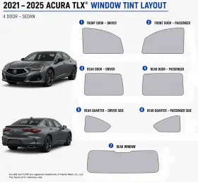 East Coast Reproductions 400004465 2021 - 2025 Acura Tlx Luxury 2hd Optical 5% Or 15% Nano Ceramic Window Tint