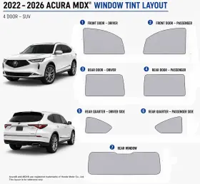East Coast Reproductions 400004467 2022 - 2026 Acura Mdx Luxury 2hd Optical 5% Or 15% Nano Ceramic Window Tint
