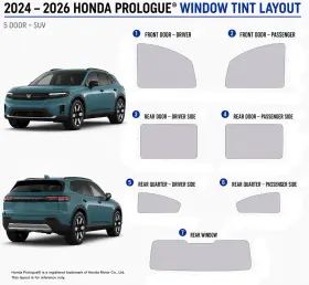 East Coast Reproductions 400004473 2024 - 2026 Honda Prologue Luxury 2hd Optical 5% Or 15% Nano Ceramic Window Tint
