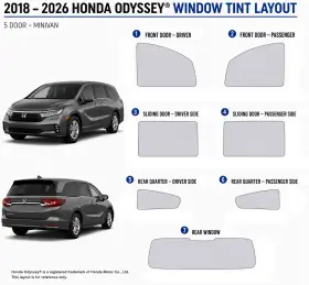 East Coast Reproductions 400004474 2018 - 2026 Honda Odyessy Luxury 2hd Optical 5% Or 15% Nano Ceramic Window Tint