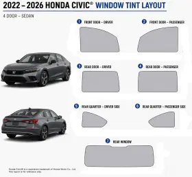 East Coast Reproductions 400004477 2022 - 2026 Honda Civic 2hd Optical 5% Or 15% Nano Ceramic Window Tint