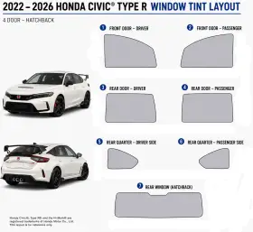 East Coast Reproductions 400004478 2022 - 2026 Honda Civic Type R 2hd Optical 5% Or 15% Nano Ceramic Window Tint