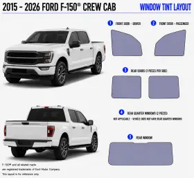East Coast Reproductions 400004484 2015 - 2026 Ford F-150 Crew Cab 2hd Optical 5% Or 15% Nano Ceramic Window Tint