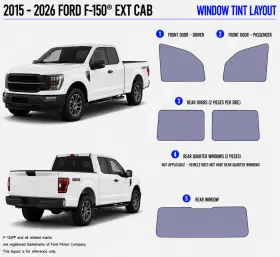 East Coast Reproductions 400004485 2015 - 2026 Ford F-150 Ext Cab 2hd Optical 5% Or 15% Nano Ceramic Window Tint