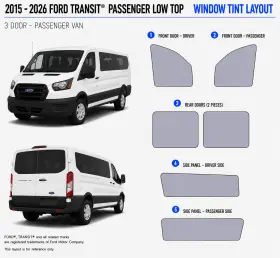East Coast Reproductions 400004490 2015 - 2026 Ford Transit Passinger Low Top 5% Or 15% Nano Ceramic Window Tint