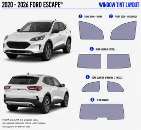 East Coast Reproductions 400004495 2020 - 2026 Ford Escape Luxury 2hd Optical 5% Or 15% Nano Ceramic Window Tint