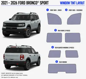 East Coast Reproductions 400004497 2021 - 2026 Ford Bronco Sport 2hd Optical 5% Or 15% Nano Ceramic Window Tint