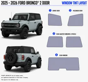 East Coast Reproductions 400004499 2025 - 2026 Ford Bronco 2 Door 2hd Optical 5% Or 15% Nano Ceramic Window Tint