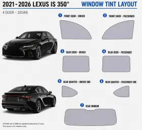 East Coast Reproductions 400005017 2021 - 2026 Lexus Is 350 Luxury 2hd Optical 5% Or 15% Nano Ceramic Window Tint