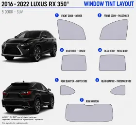 East Coast Reproductions 400005043 2016 - 2022 Lexus Rx 350 Luxury 2hd Optical 5% Or 15% Nano Ceramic Window Tint