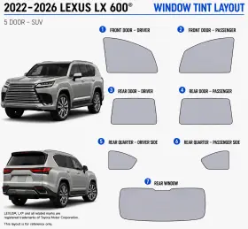 East Coast Reproductions 400005051 2022 - 2026 Lexus Lx 600 Luxury Hd Optical 5% Or 15% Nano Ceramic Window Tint