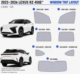 East Coast Reproductions 400005055 2023 - 2026 Lexus Rz 450e Luxury Hd Optical 5% Or 15% Nano Ceramic Window Tint