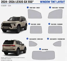 East Coast Reproductions 400005056 2024 - 2026 Lexus Gx 550 Luxury Hd Optical 5% Or 15% Nano Ceramic Window Tint