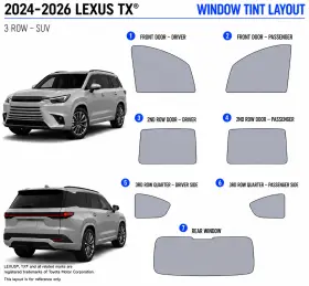East Coast Reproductions 400005082 2024 - 2026 Lexus Tx Luxury Hd Optical 5% Or 15% Nano Ceramic Window Tint