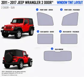 East Coast Reproductions 400006055 2011 - 2017 Jeep Wrangler 2 Door Hd Optical 5% Or 15% Nano Ceramic Window Tint