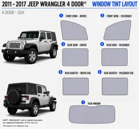 East Coast Reproductions 400006056 2011 - 2017 Jeep Wrangler 4 Door Hd Optical 5% Or 15% Nano Ceramic Window Tint