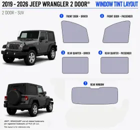 East Coast Reproductions 400006057 2019 - 2026 Jeep Wrangler 2 Door Hd Optical 5% Or 15% Nano Ceramic Window Tint