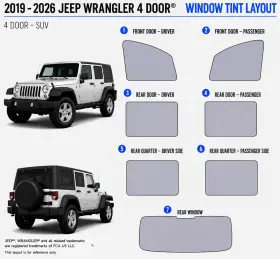 East Coast Reproductions 400006058 2019 - 2026 Jeep Wrangler 4 Door Hd Optical 5% Or 15% Nano Ceramic Window Tint