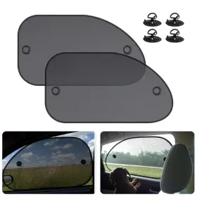 Moly Magnolia 728070896032 2 Pack Universal Car Window Shade Cling 25.6 Inch X15 2pcs - Side Black
