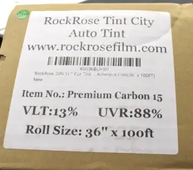 X0036buhot Rockrose Auto Tint Premium Carbon 15 Vlt 13% Uvr 88% 36 Inch X 100ft Roll